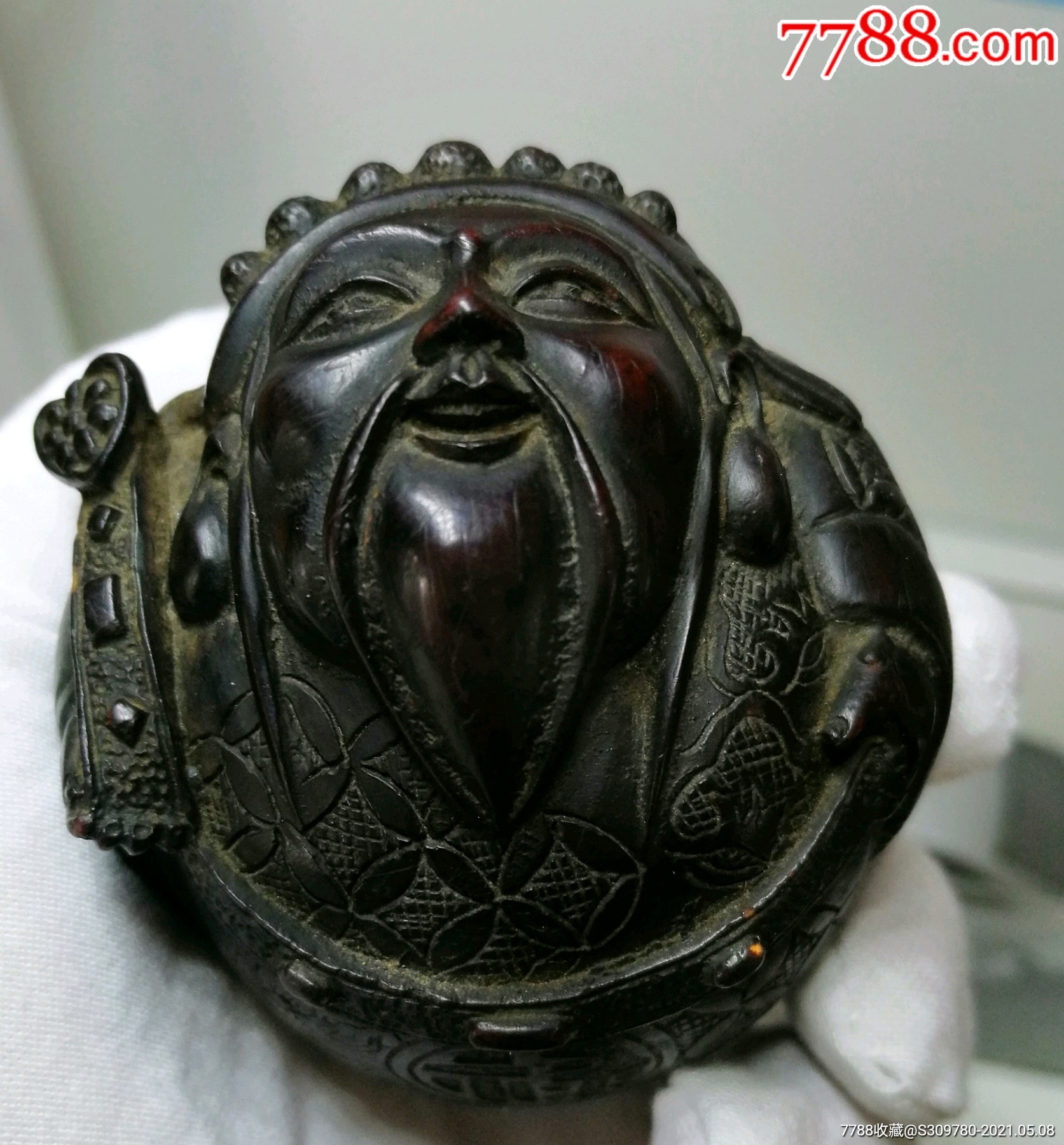 天从 花梨木雕财神爷摆件 实木质坐式文财神佛像工艺礼品纯.