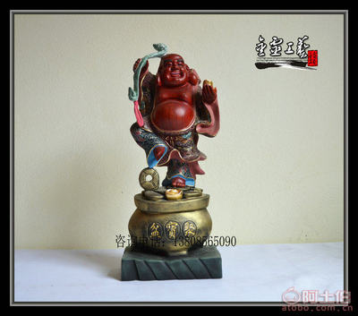 金灵工艺弥勒佛木雕佛像 笑佛镇宅招财，家居工艺品精品赏析
